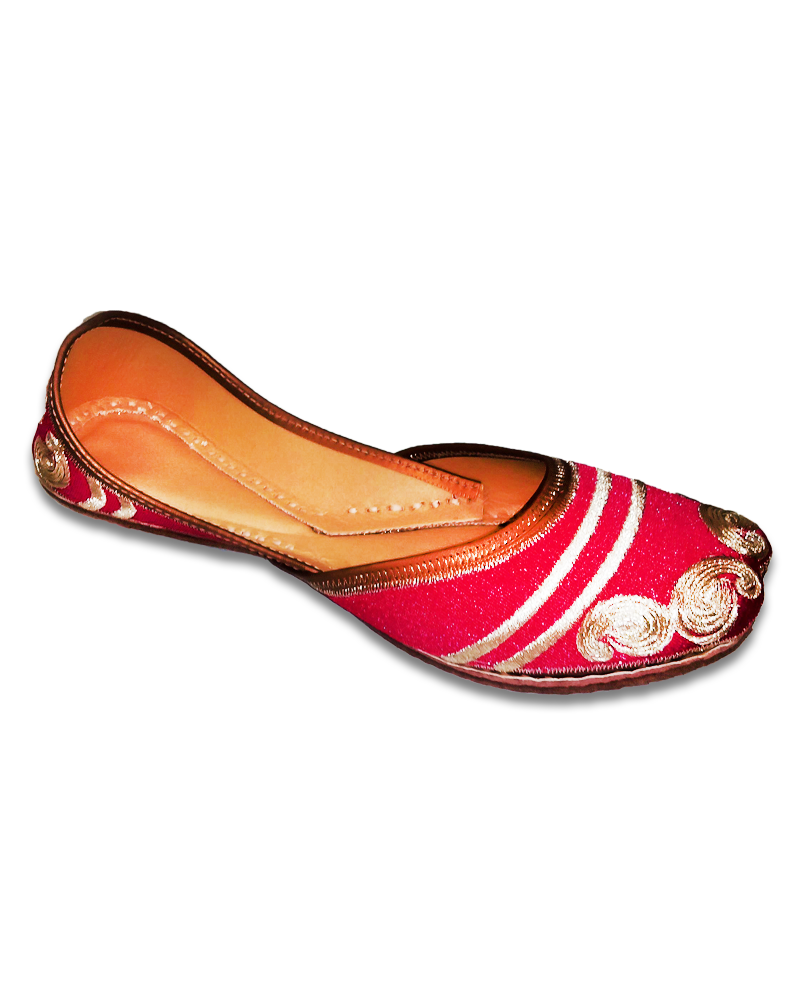 Pink Golden Embroidered Casual Jutti