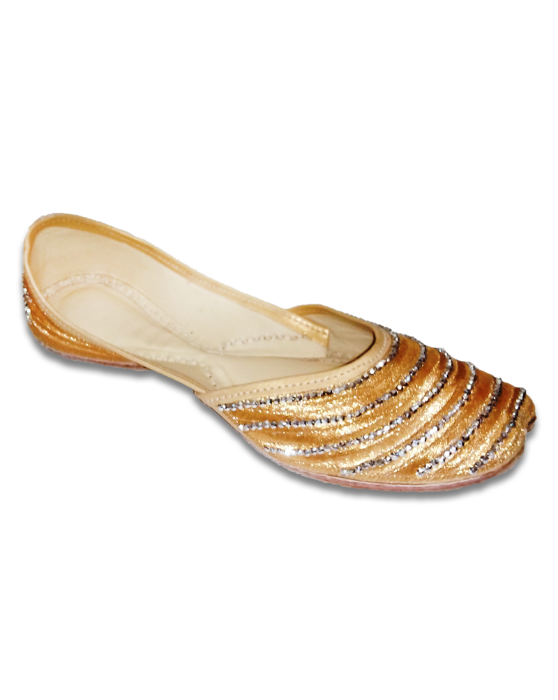 Golden Casual Jutti with bead's embroidery 