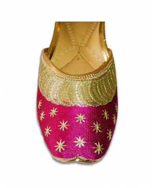 Purple Golden Embroidered Casual Punjabi Jutti