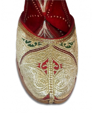 Multicolor Golden Embroidered Hand Crafted Punjabi Jutti