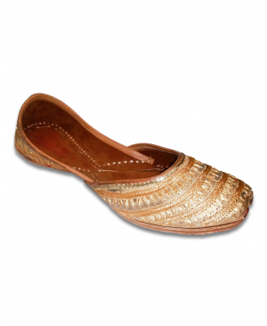 Brown Golden Embroidered Casual Jutti