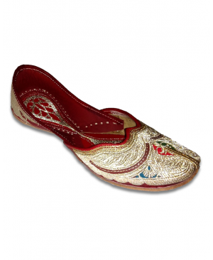 Multicolor Golden Embroidered Hand Crafted Punjabi Jutti