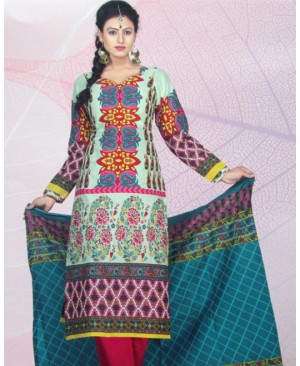 Multicolor Floral Printed Cotton Suit