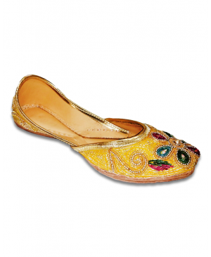 Yellow Casual Jutti with Multicolor handwork