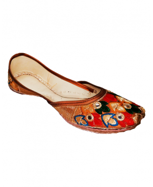 Golden Casual Jutti Multicolored Embroidery with Mirror Handwork