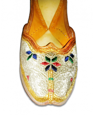 Silver Golden Embroidered Handcrafted Punjabi Jutti
